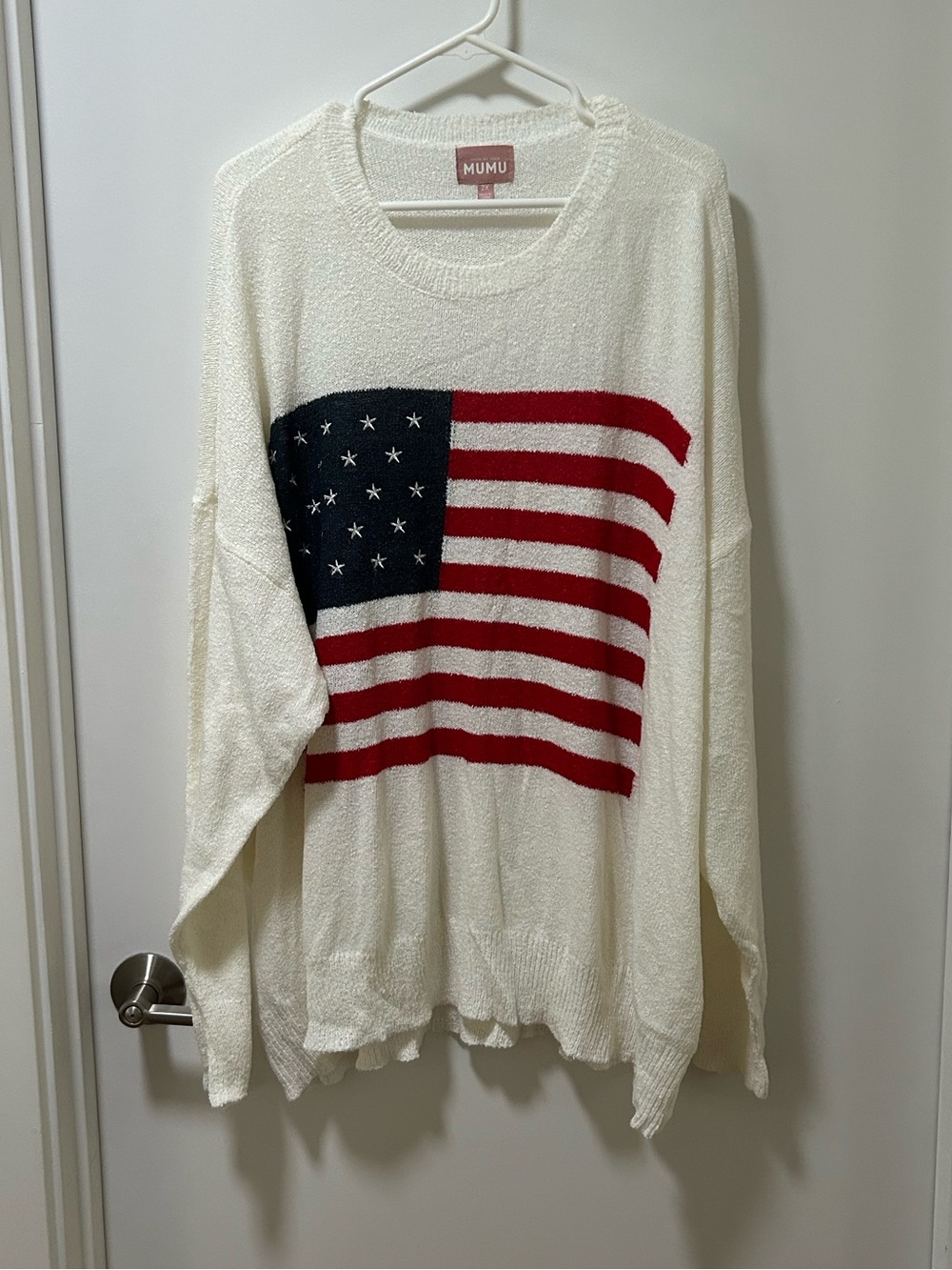 Show Me Your Mumu Woodsy Sweater American Flag Knit Size 2X